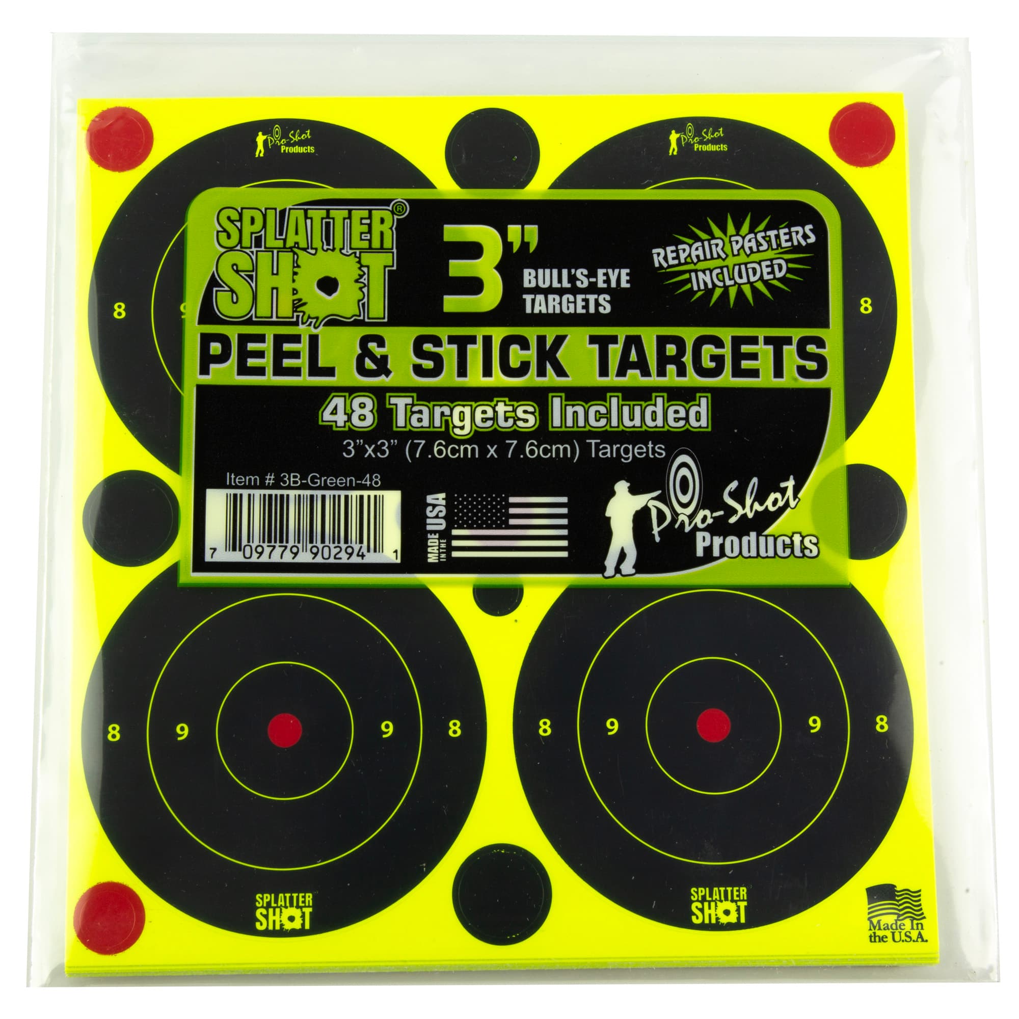 PRO-SHOT 3" GREEN BULLSEYE 48 PK