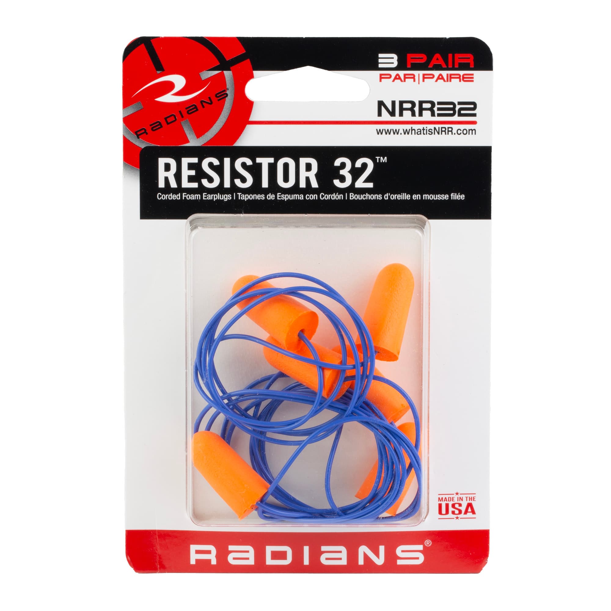 RADIANS CORDED EARPLUGS 3PK ORANGE