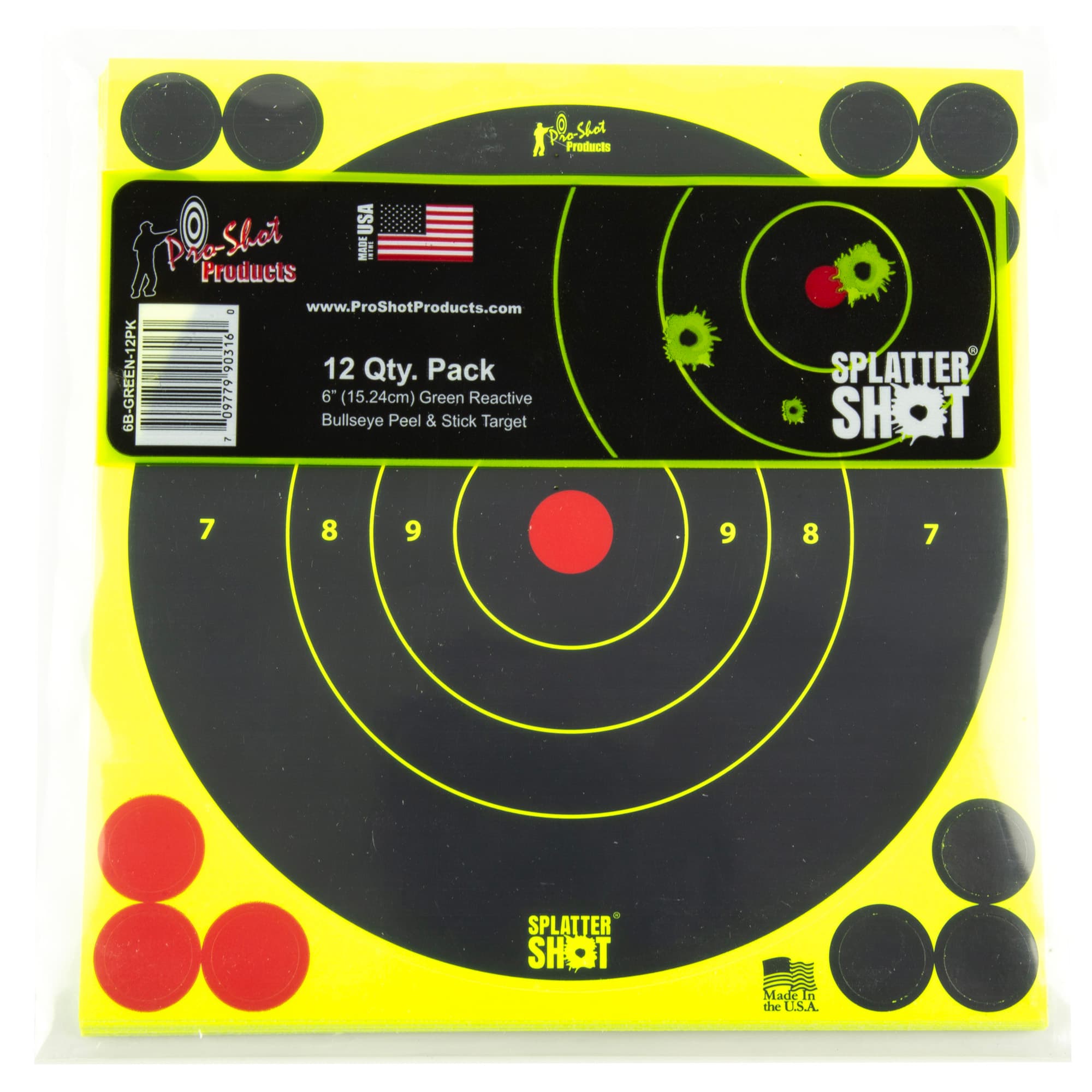 PRO-SHOT 6" GREEN BULLSEYE 12PK